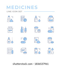 Set color line icons of medicines