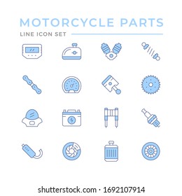 Set color line icons of motorcycle parts