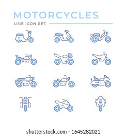 Set color line icons of motorcycles