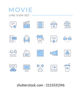 Set color line icons of movie