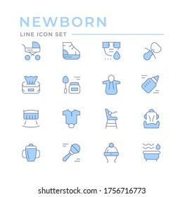 Set color line icons of newborn