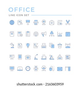 Set color line icons of office