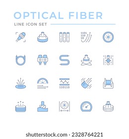 Set color line icons of optical fiber