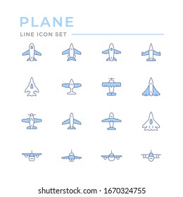 Set color line icons of plane