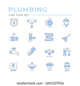 Set color line icons of plumbing