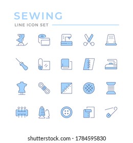 Set color line icons of sewing