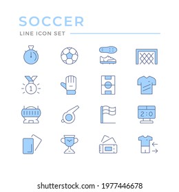 Set color line icons of soccer