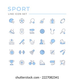 Set color line icons of sport