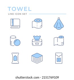 Set color line icons of towel and napkin