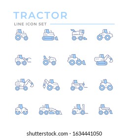 Set color line icons of tractors