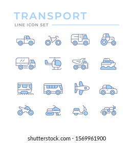 Set color line icons of transport