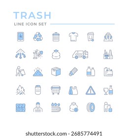 Definir ícones de linha de cores do lixo