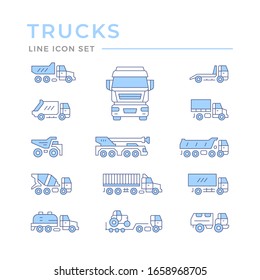 Set color line icons of trucks