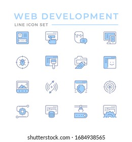 Set color line icons of web development