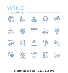 Set color line icons of wine