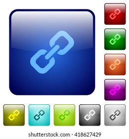 Set of color link glass web buttons.