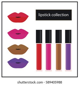 Set of color lipsticks. 