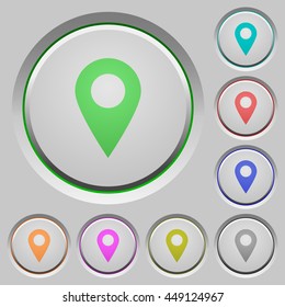 Set of color Location pin sunk push buttons.