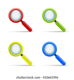 Set of color loupe. Loupe icon. Vector illustration