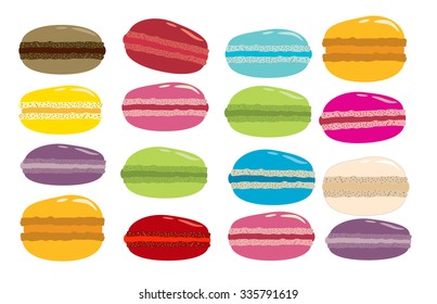 Set of color macaroons isolated on white 