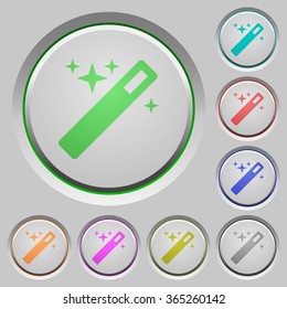 Set of color Magic wand sunk push buttons.