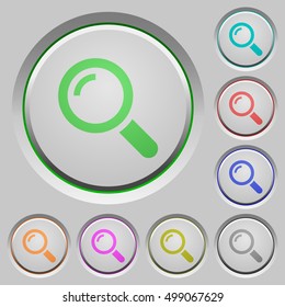 Set of color magnifier sunk push buttons.