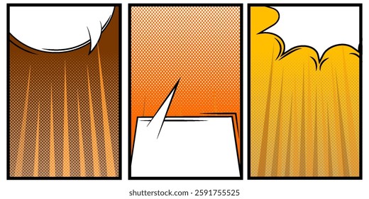 Set of color manga comic motion line effect backgrounds. Vector graphics