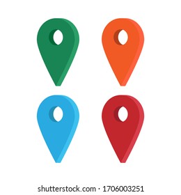 Set color maping pin location 3d vector icons