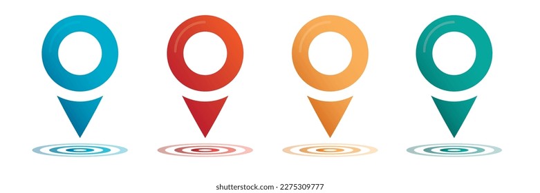 Set color maping pin location 3d vector icons