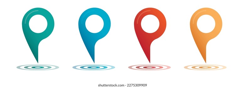 Set color maping pin location 3d vector icons