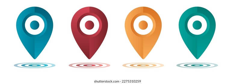 Set color maping pin location 3d vector icons