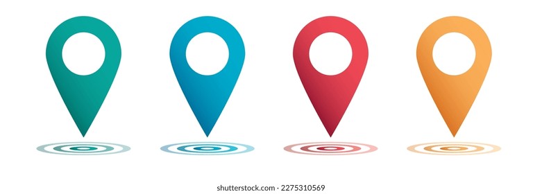 Set color maping pin location 3d vector icons