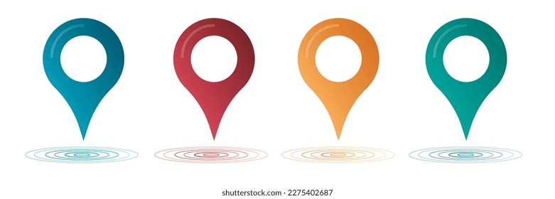 Set color maping pin location 3d vector icons