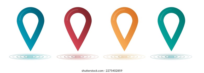 Set color maping pin location 3d vector icons