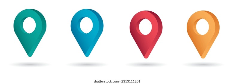 Set color maping pin location 3d vector icons