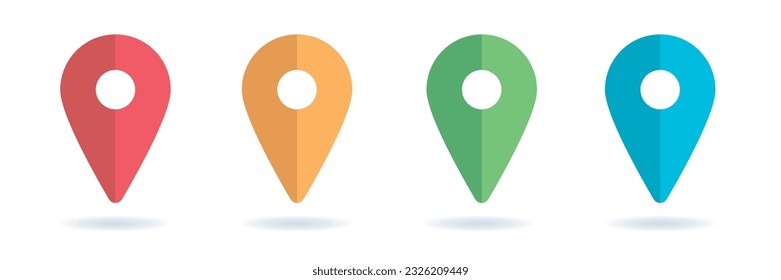 Set color maping pin location 3d vector icons