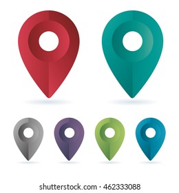 Set color maping pin location vector icons