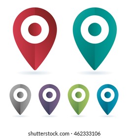 Set color maping pin location vector icons