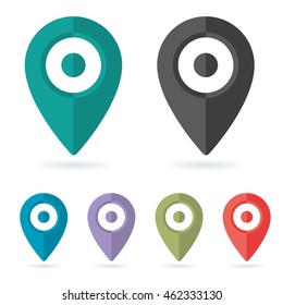 Set color maping pin location vector icons