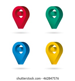 Set color maping pin location 3d vector icons
