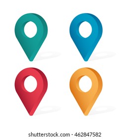 Set Color Maping Pin Location 3d Vector Icons
