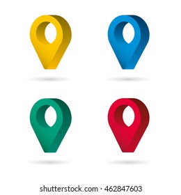 Set color maping pin location 3d vector icons
