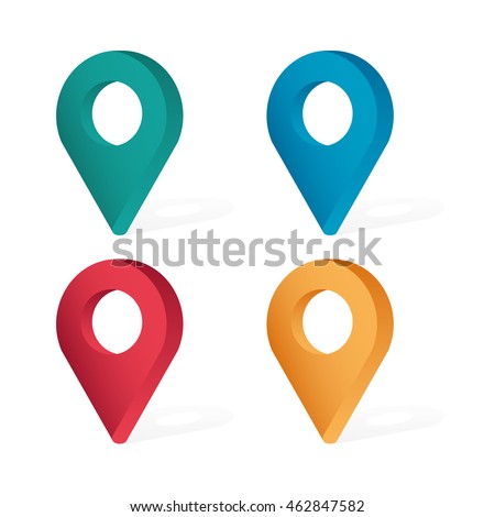 Set color maping pin location 3d vector icons
