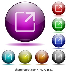 Set of color Maximize window glass sphere buttons with shadows.