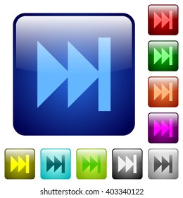 Set of color media fast forward glass web buttons.