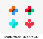 Set of color medical logotype with cross.Collection of modern abstract symbols with plus sign. Creative trend vector logo icons set.