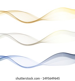 Set of color metal waves. Abstract design element.