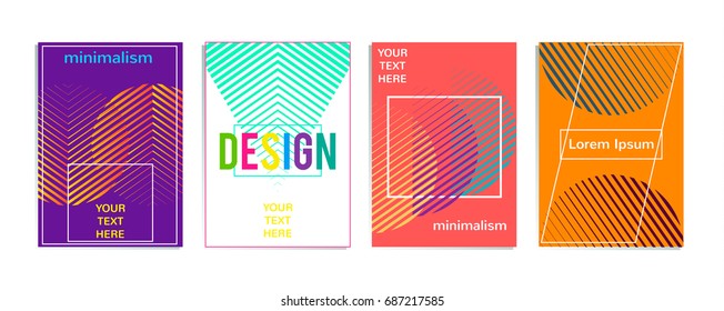 Set color minimal halftone covers. Abstract geometric background. Design tech banners. Vector illustration eps 10.