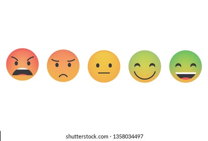 Set of color mood emoticon vector isolated on white background. Emoji vector. icon collection. Reactions icon web.
