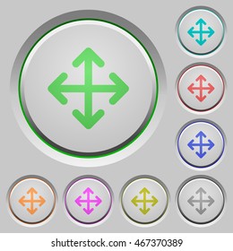 Set of color move sunk push buttons.